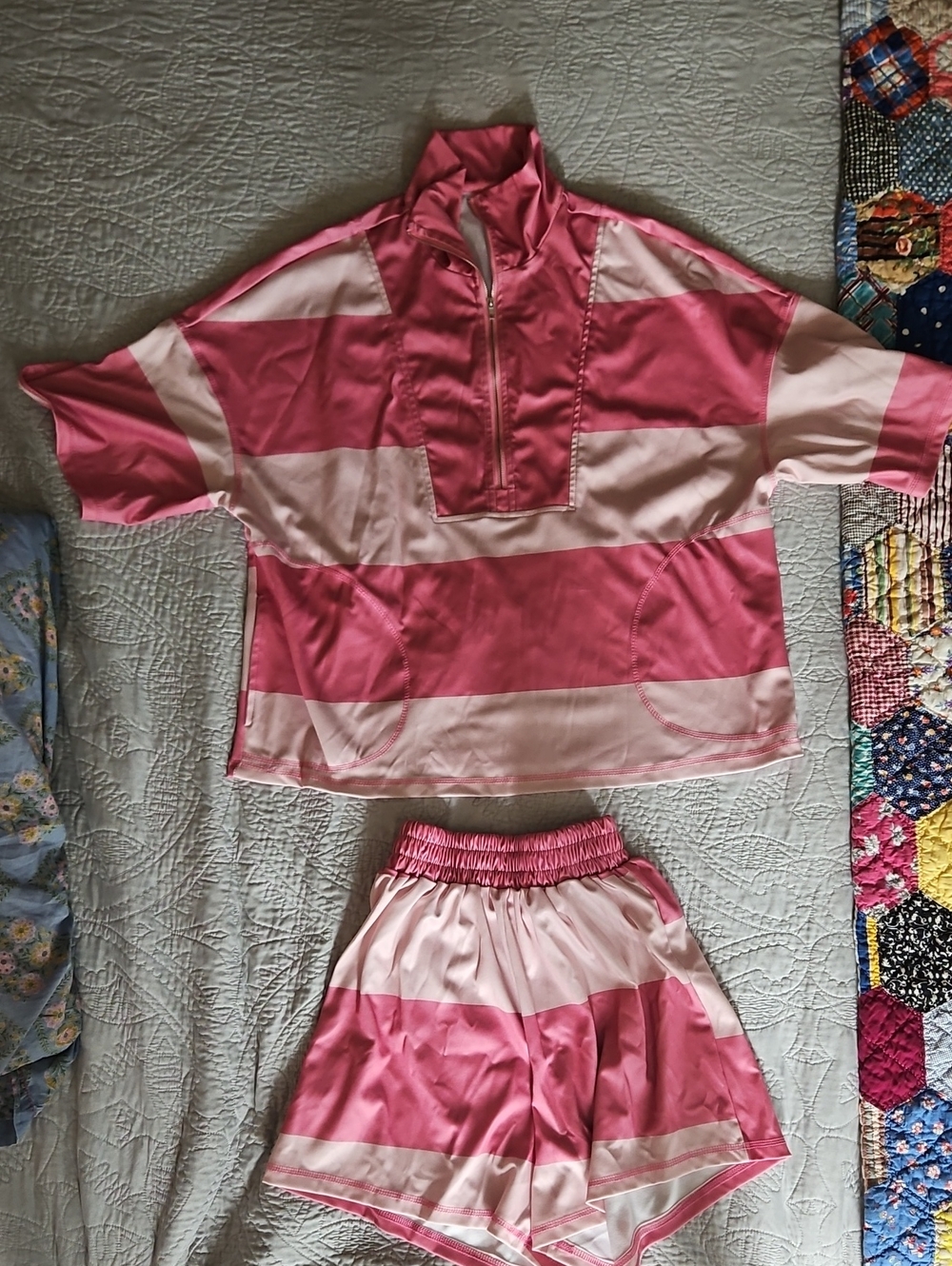 Source Unknown Pink and Light Pink Striped Tunic Top
